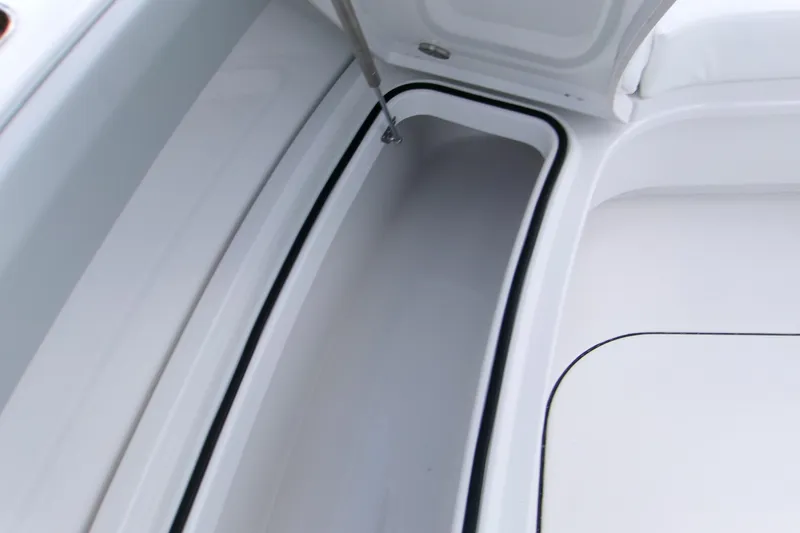  Yacht Photos Pics Storage compartment of 2026 Blackfin 262 HB boat, showcasing sleek design and functionality.