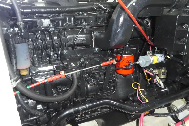  Yacht Photos Pics Engine of 1994 Bayliner 4388 Motor Yacht with visible components and wiring.