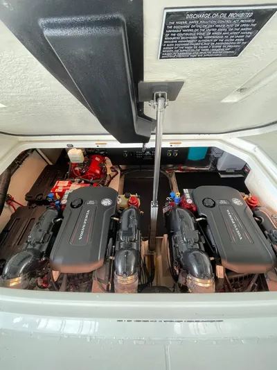 Princess Maya Yacht Photos Pics 2024 Regal 36 Grande Coupe engine compartment with dual engines and mechanical components.