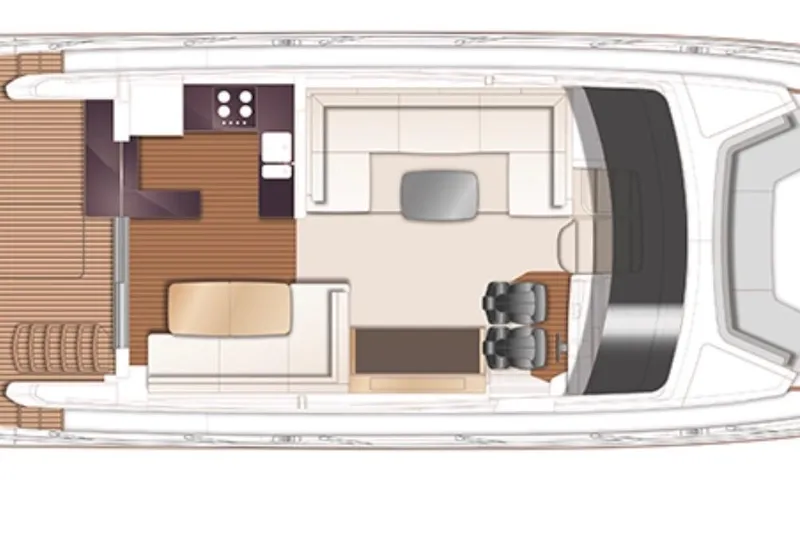  Yacht Photos Pics Top view layout of 2022 Princess S66 yacht interior design.