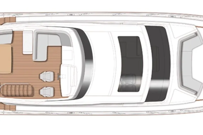  Yacht Photos Pics Top view layout of a 2022 Princess S66 yacht, showcasing deck design and seating arrangement.