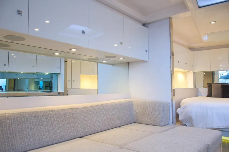 G3 Yacht Photos Pics Luxurious interior of 2013 VanDutch 55 yacht with modern furnishings and sleek design.