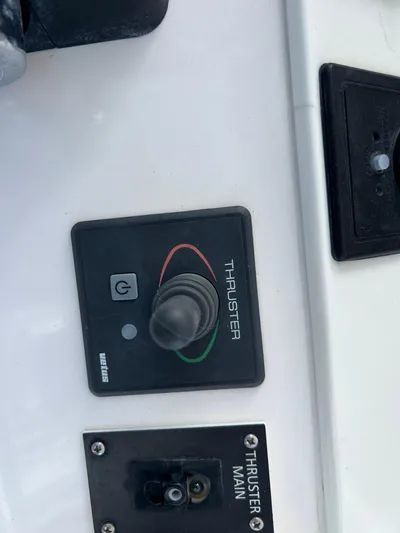  Yacht Photos Pics 2014 Everglades 350LX boat thruster control panel with joystick.