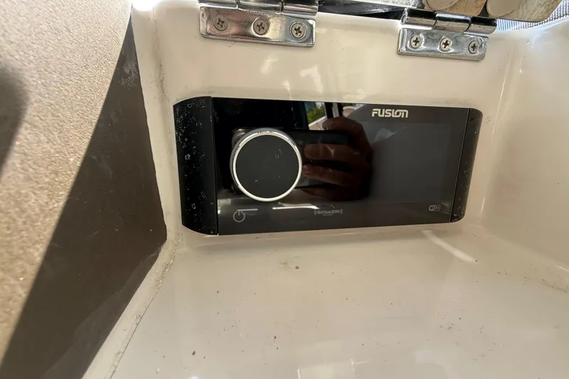  Yacht Photos Pics Fusion audio system on 2016 Azimut Atlantis 43 yacht dashboard.