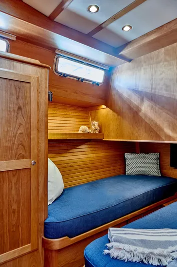 On Order, Ready For Customization Yacht Photos Pics Interior of 2027 Sabre 45 Salon Express with wooden finish.