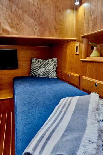 On Order, Ready For Customization Yacht Photos Pics Interior of Sabre 45 Salon Express 2027 with cozy bed.