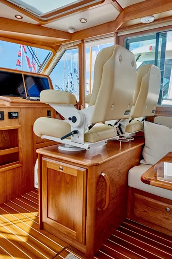 On Order, Ready For Customization Yacht Photos Pics Interior of Sabre 45 Salon Express 2027 with luxurious seating.