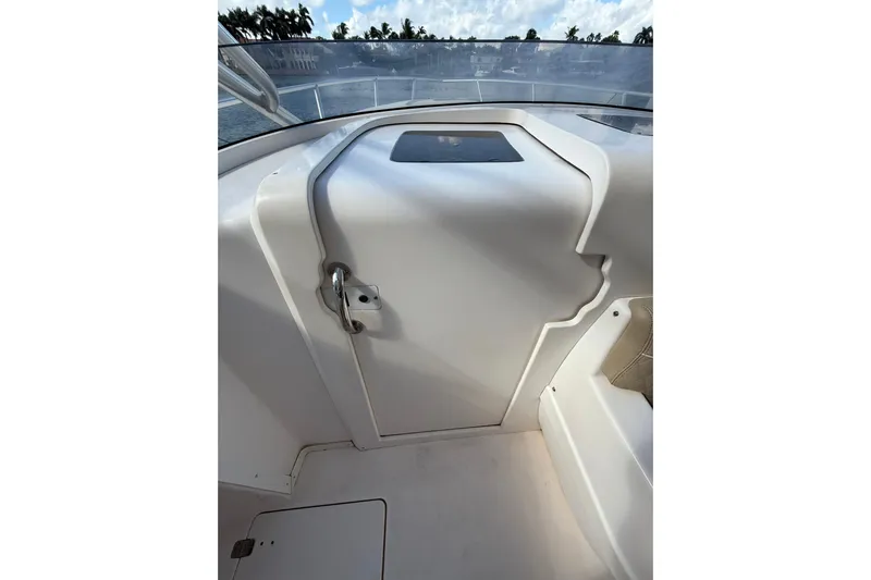  Yacht Photos Pics 2008 Intrepid 370 Cuddy cabin door with sleek design and secure handle.