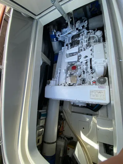  Yacht Photos Pics Engine compartment of 2006 Riva RAMA 44' yacht, showcasing detailed machinery.