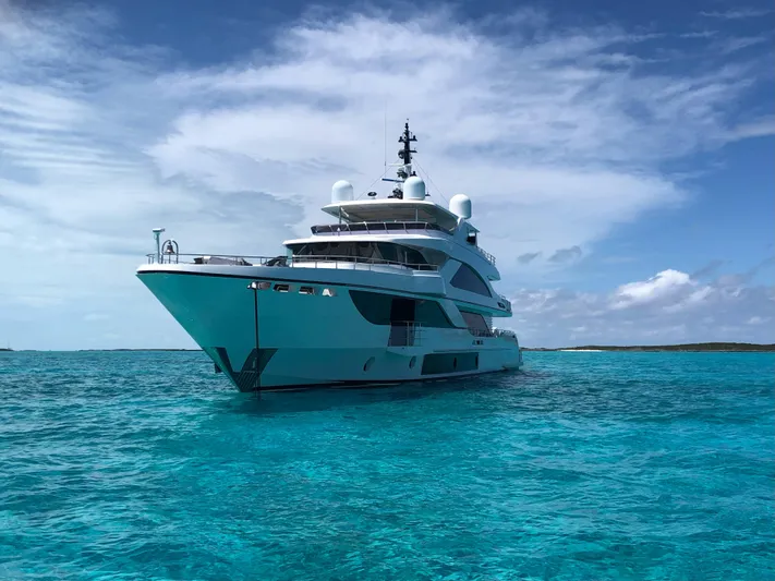  Yacht Photos Pics Luxury Majesty 140 yacht cruising in clear blue waters, 2026 model.