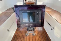 B&G navigation system on 2014 Hanse 345 yacht with teak flooring.