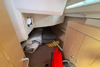 2014 Hanse 345 yacht interior cabin with storage and equipment.