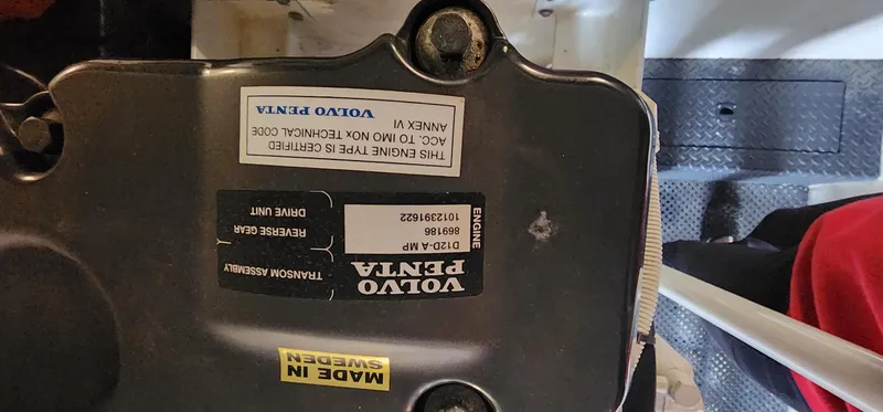  Yacht Photos Pics Volvo Penta engine component in a 2004 Silverton 48 Convertible boat.