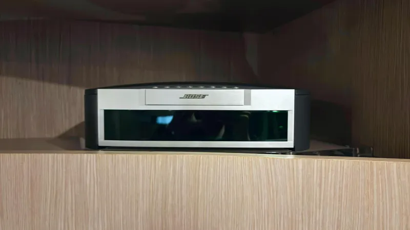  Yacht Photos Pics Bose audio system on wooden shelf inside 2006 Riva Rivale 52 yacht.