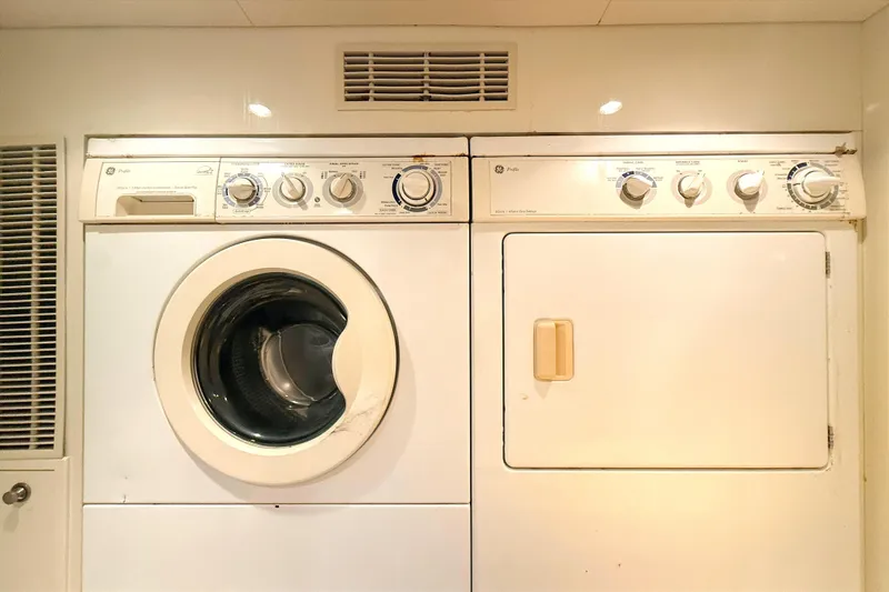 Southern Lady Yacht Photos Pics Washing machine and dryer in a 2002 Cheoy Lee yacht.