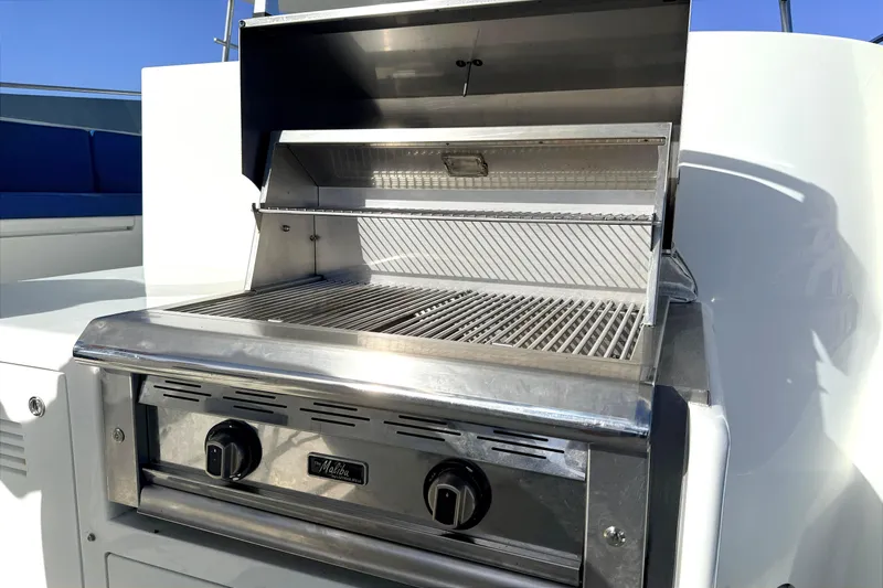 Southern Lady Yacht Photos Pics Stainless steel grill on Cheoy Lee 72 yacht, year 2002.