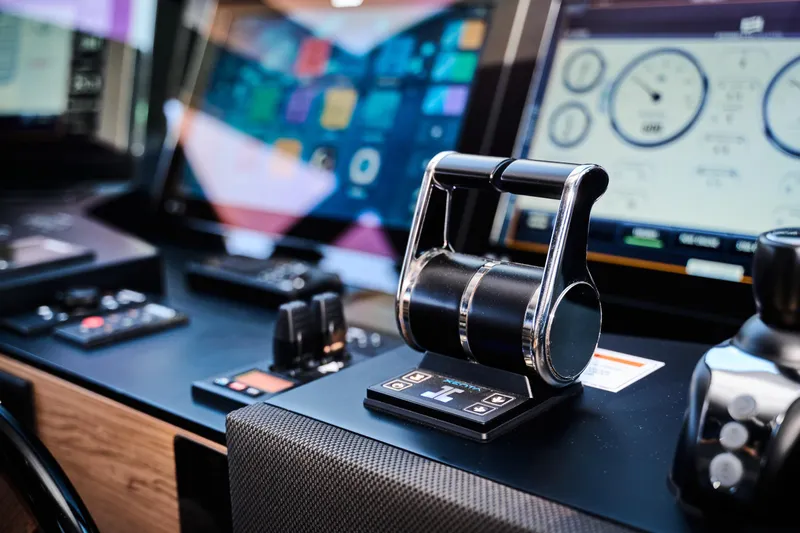  Yacht Photos Pics Control panel of 2023 Ferretti Yachts 920 with advanced navigation technology.