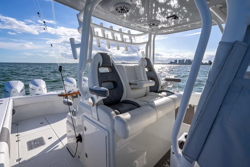  Yacht Photos Pics 2021 Freeman 37 boat interior with luxury seating and ocean view.