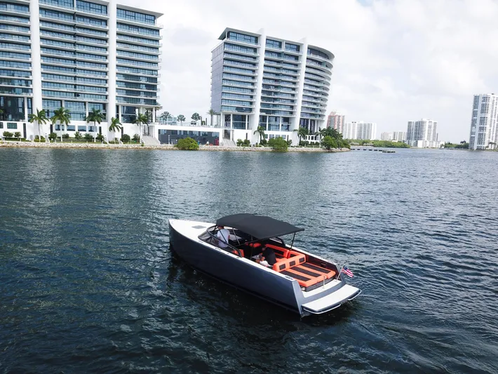 Yacht Photos Pics VanDutch 30 boat on water near modern high-rise buildings, 2016 model.