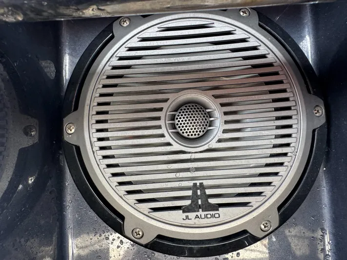  Yacht Photos Pics JL Audio speaker on 2016 VanDutch 30 boat, featuring a sleek metallic grille design.