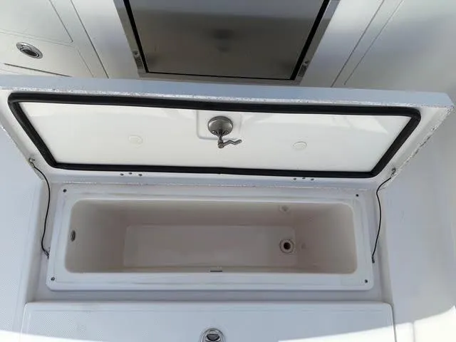  Yacht Photos Pics Open storage compartment on 2023 Regal 33 SAV boat.
