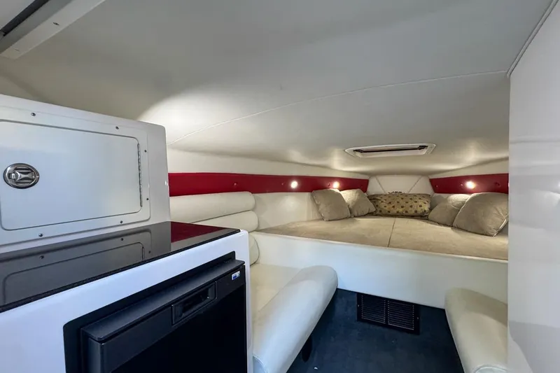  Yacht Photos Pics Interior of 2022 Velocity 290sc boat with cozy cabin and modern amenities.