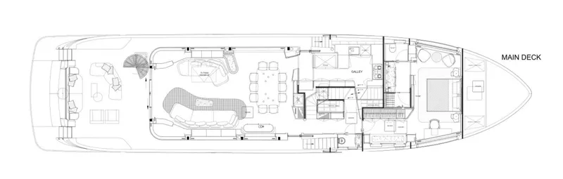  Yacht Photos Pics Main deck layout of 2024 Azimut Magellano 30M yacht, featuring spacious living and dining areas.