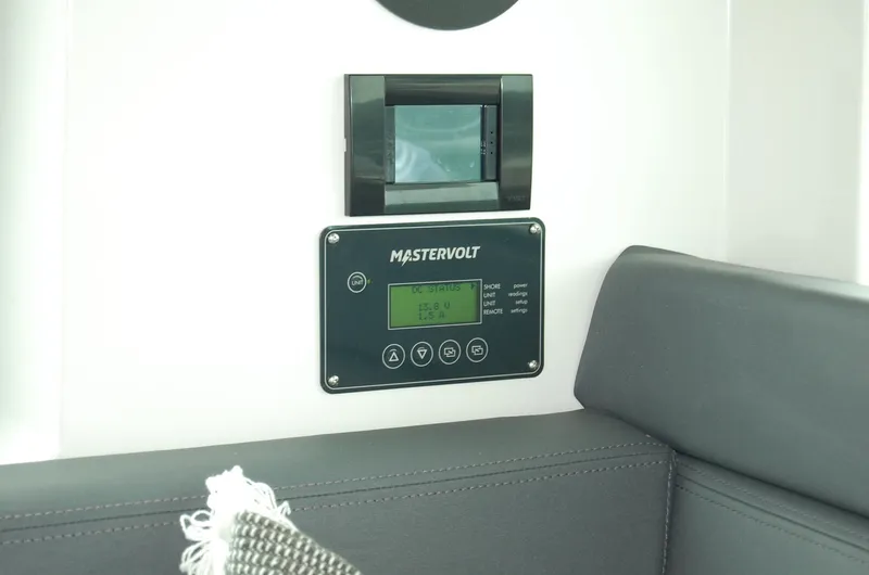  Yacht Photos Pics Mastervolt control panel on 2019 Axopar 37 SC boat interior.