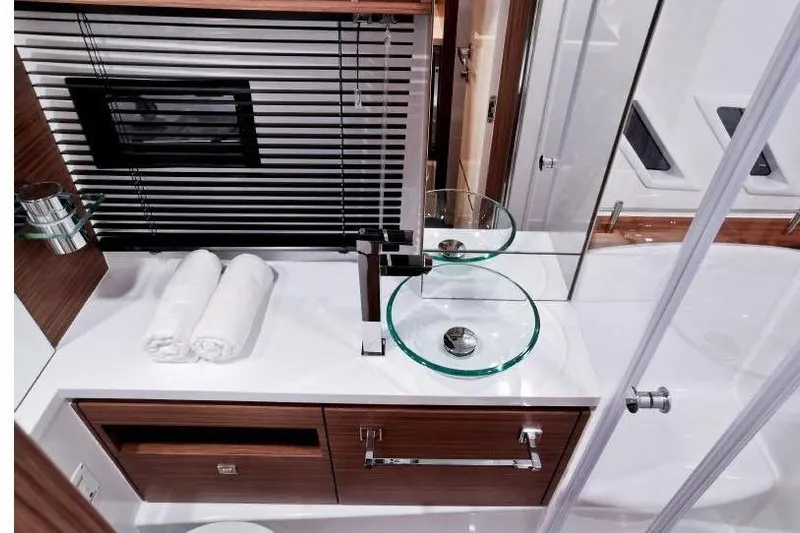 Custom Order Your 28 Scl Today! Yacht Photos Pics 2026 Cobrey Yachts 28 SC Model head vanity