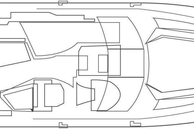 Custom Order Your 28 Sc Today! Yacht Photos Pics Top view schematic of 2026 Cobrey 28 SC boat layout design.