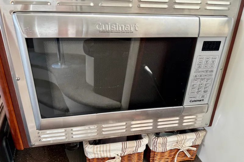  Yacht Photos Pics Cuisinart convection microwave in 2014 Meridian 391 Sedan yacht kitchen.