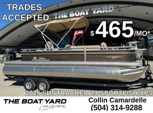 2025 Sun Tracker 24 Sportfish XP3 pontoon boat for sale, trades accepted, $465/month.