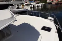 2017 Leopard 51 Powercat yacht docked at marina.
