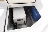 2017 Leopard 51 Powercat engine compartment with equipment and storage.