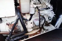 Engine compartment of a 2017 Leopard 51 Powercat with visible hoses and components.