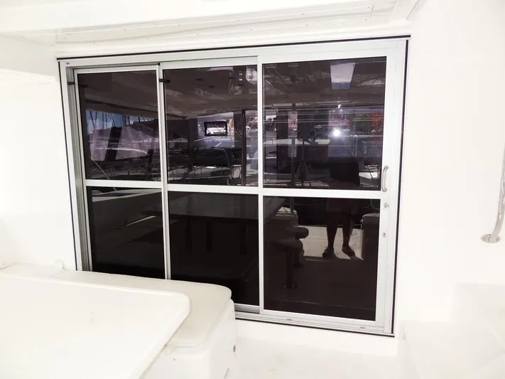 Makin Wind Yacht Photos Pics Sliding glass door on a 2017 Leopard 51 Powercat yacht.