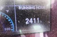 Running hours display showing 2411 hours on 2017 Leopard 51 Powercat.