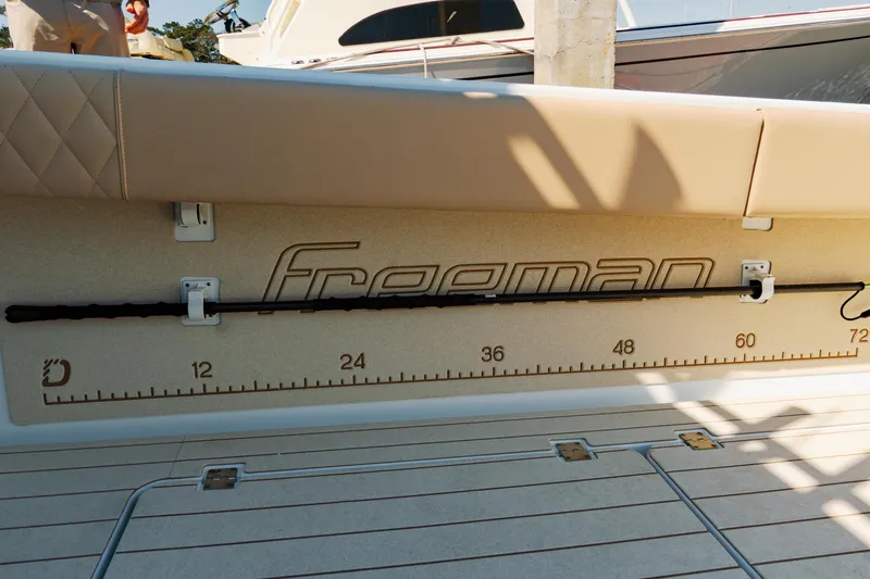  Yacht Photos Pics Freeman 38 boat interior with measurement markings, 2025 model.