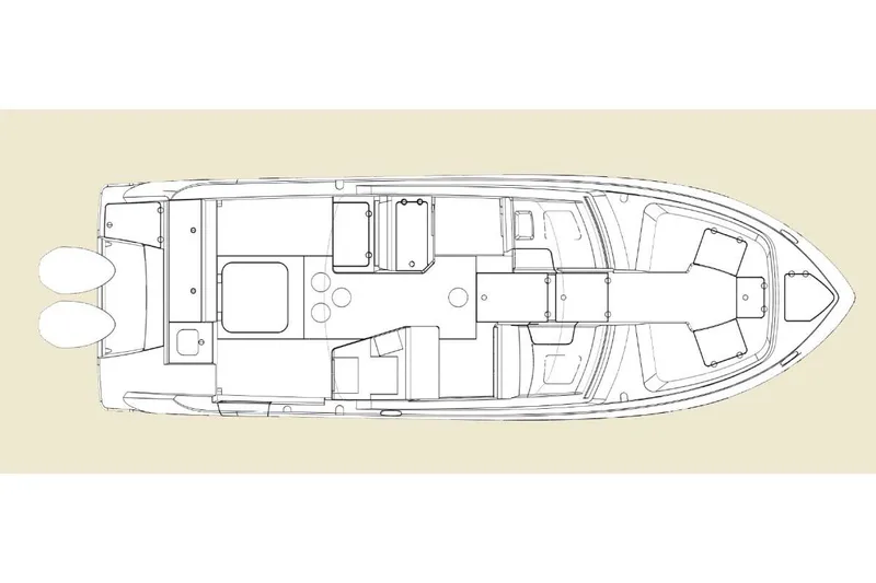 Kashmir Yacht Photos Pics Manufacturer Provided Image: Top view layout of 2019 Everglades 340 Dual Console boat.