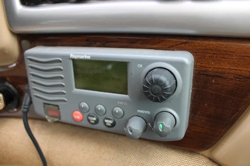  Yacht Photos Pics Raymarine marine radio on 2011 Four Winns V335 boat dashboard.