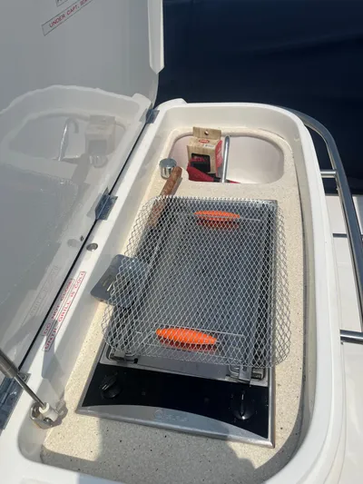 C Glass Yacht Photos Pics Outdoor grill setup on a 2000 Princess 65 M/Y yacht deck.