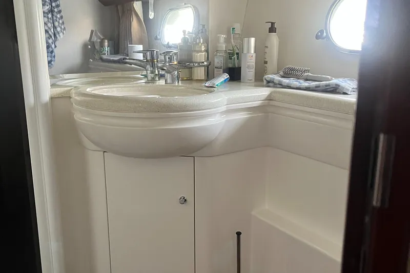 C Glass Yacht Photos Pics Bathroom sink area on a 2000 Princess 65 M/Y yacht.