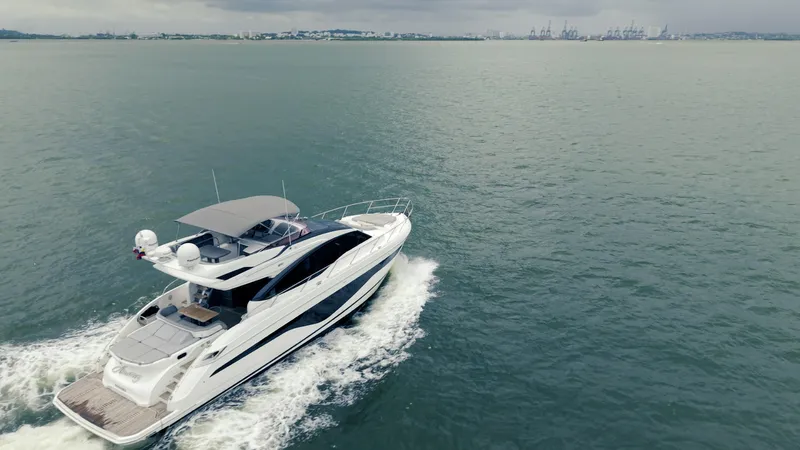 Amaray Yacht Photos Pics Luxurious 2020 Princess S62 yacht cruising on open water.