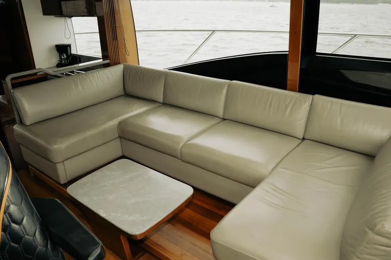 Amaray Yacht Photos Pics Luxurious beige leather seating in 2020 Princess S62 yacht interior.