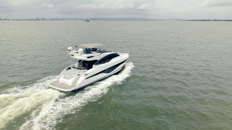 Amaray Yacht Photos Pics Luxury Princess S62 yacht cruising on open water, 2020 model.