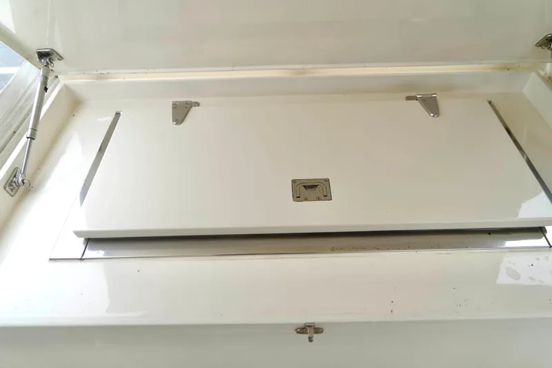 Bee Haven Yacht Photos Pics Storage compartment on a 2006 Fleming 65 Pilothouse Motor Yacht.