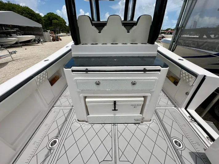  Yacht Photos Pics 2021 Streamline 35CC boat interior with storage and seating, featuring a sleek design and modern amenities.