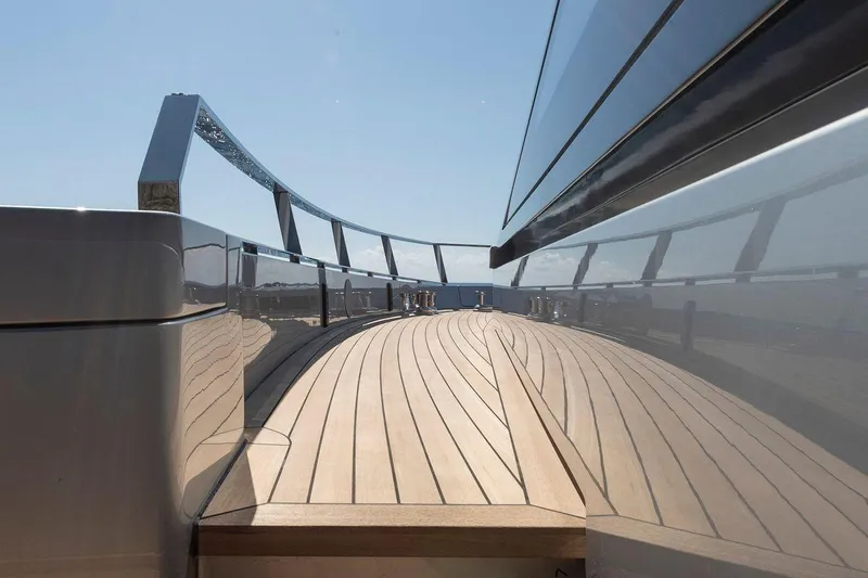 Carat Yacht Photos Pics 2024 Wally WallyWhy200 yacht deck with sleek design and modern railing.