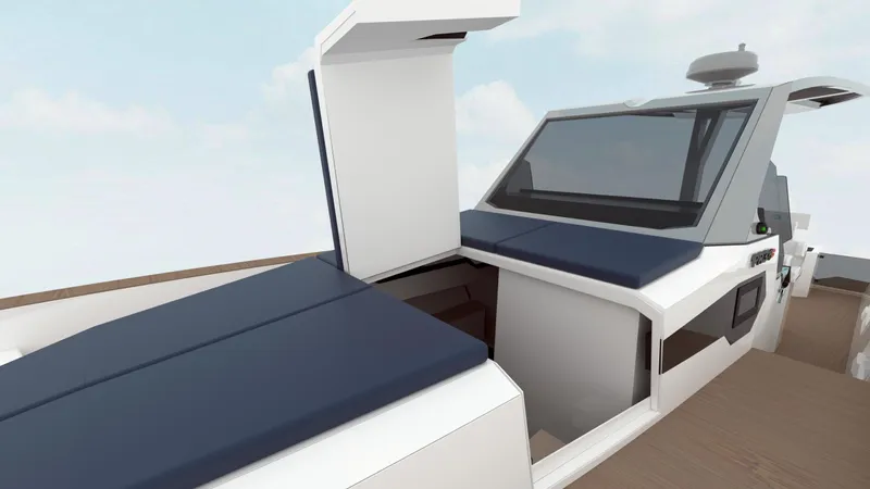 Alpha Tango Yacht Photos Pics Modern ALPHA TANGO YACHTS PR36c interior with sleek design and comfortable seating, 2025 model.