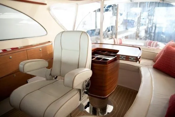 Gazelle Yacht Photos Pics Luxurious interior of 2014 Zeelander Z44 yacht with leather seating and wooden accents.